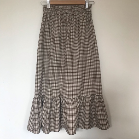 Zara Woman Sml High Waisted Button Side Fishtail Asymmetrical Skirt Plaid - Picture 4 of 11